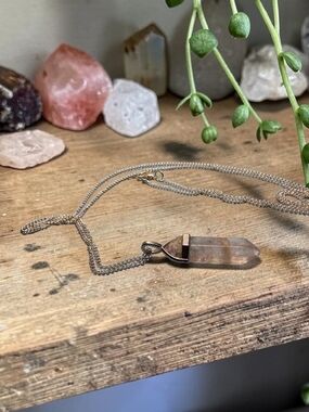 Sterling Chain Smoky Quartz Point Pendant Necklace - Unbranded